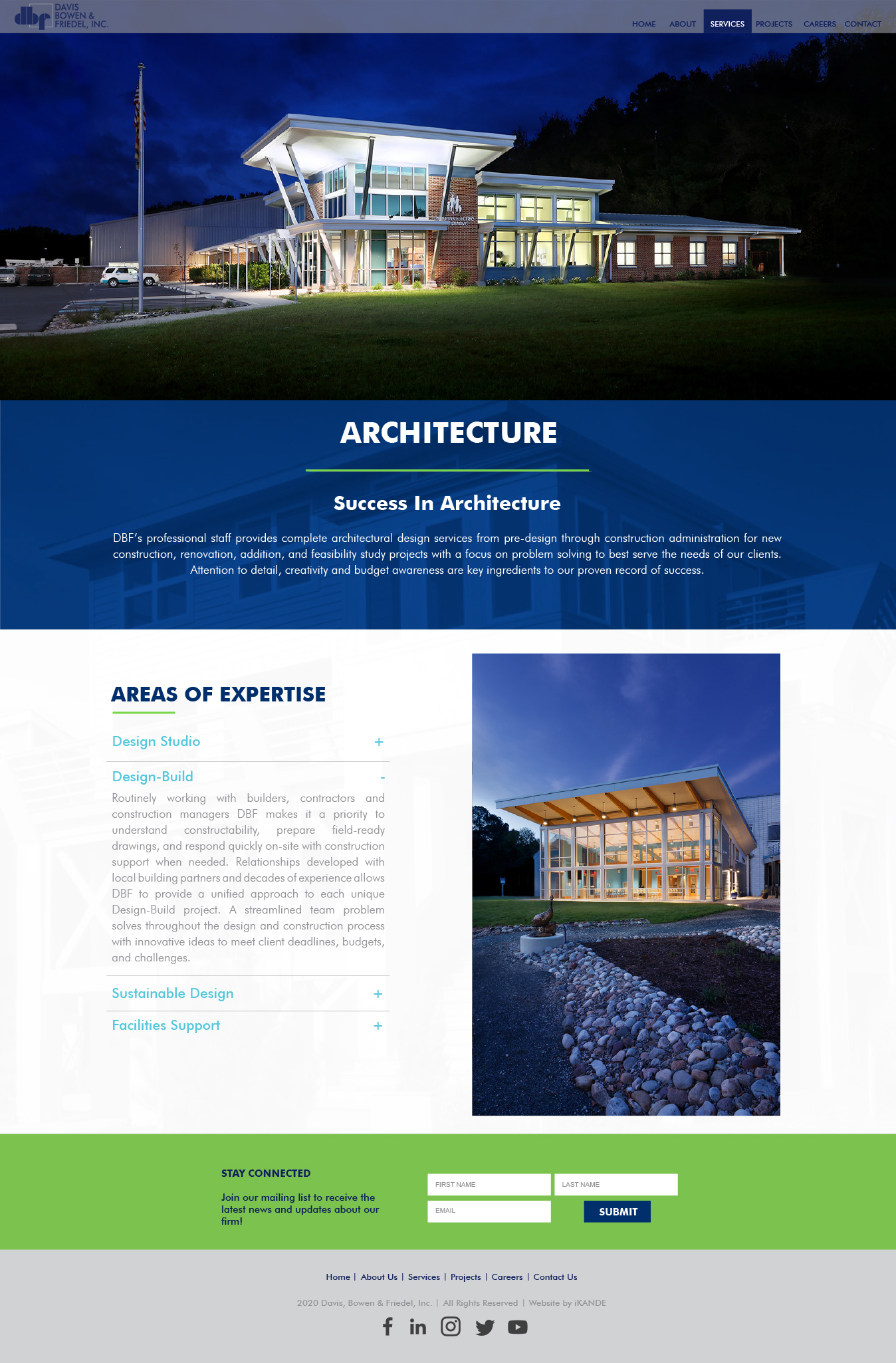 DBF inc Architectural service page and web design by iKANDE