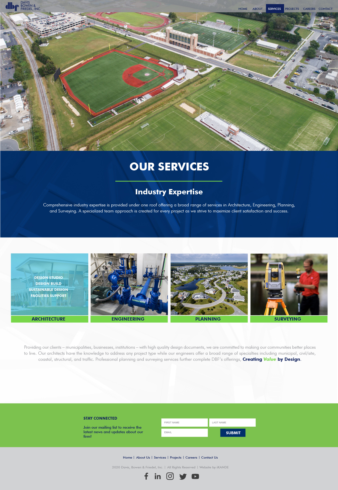 DBF inc services page and web design by iKANDE